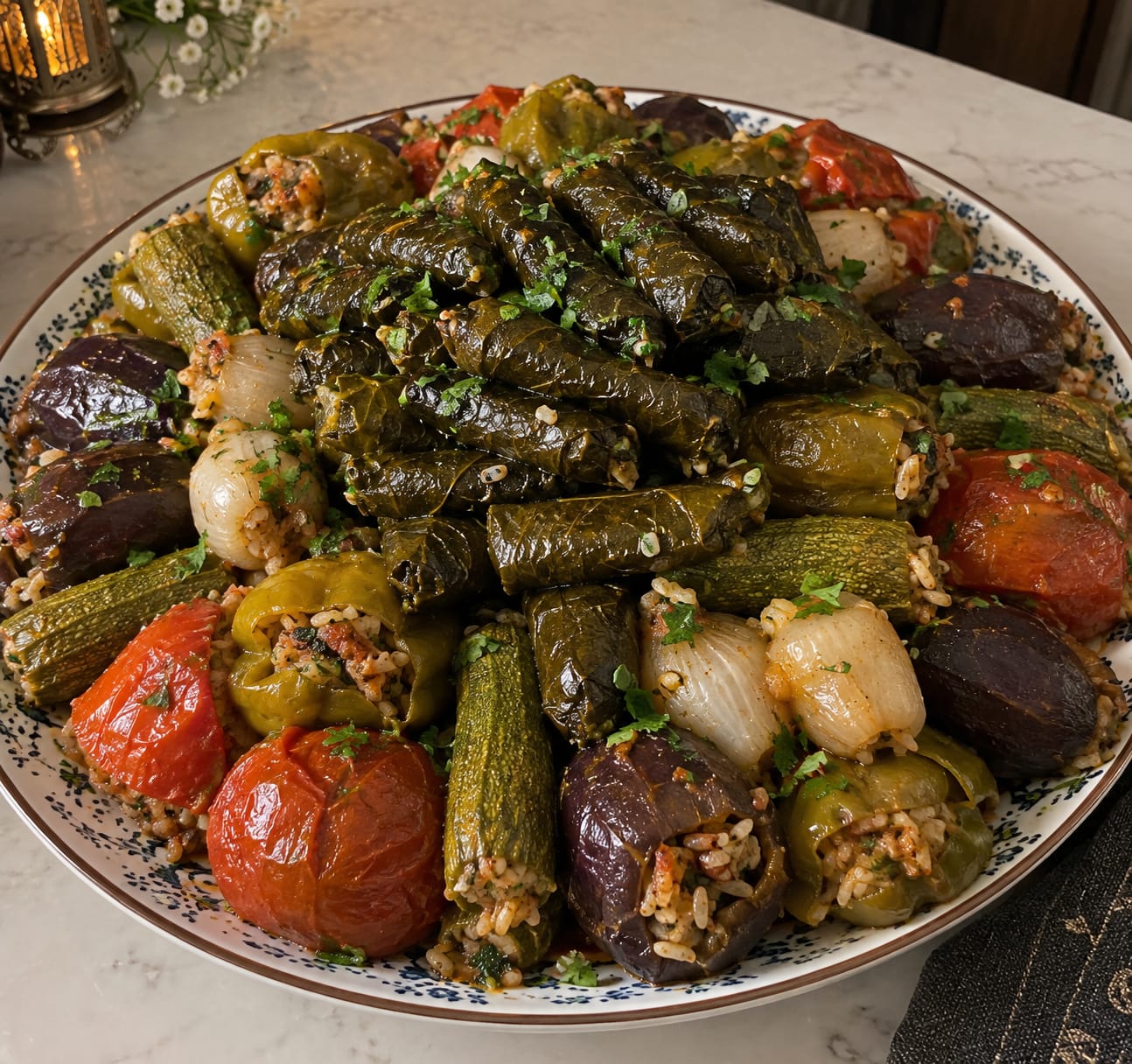 Dolma and stuffed vegetables platter