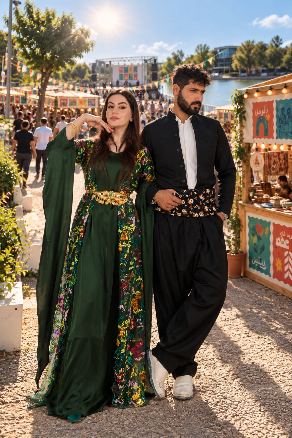Guests in traditional Kurdish dress at Paiz Festival